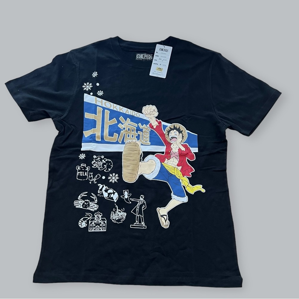 One Piece Luffy Anime Manga Unisex Adult Size M Black Hokkaido New short sleeve - Picture 1 of 9